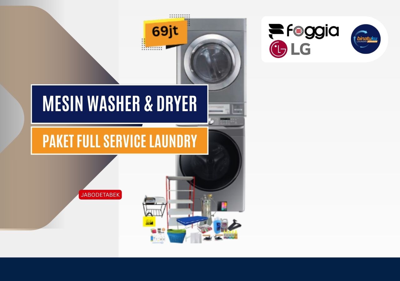 1 Washer Samsung Cap.16Kg & Commercial Dryer LG Giant Max. Kap.15KG